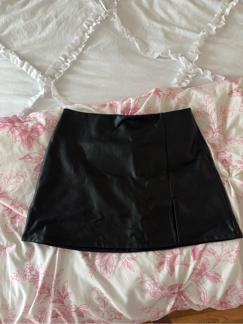 Altar'd State Black Faux Leather Mini Skirt